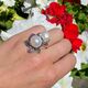 Zilveren ring bloem met parels markasiet en robijn