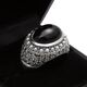 Zilveren markasiet ring met onyx pareltjes markasiet