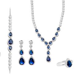 Zilveren sieradenset Camila Sapphire blauw
