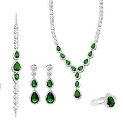 Zilveren sieradenset Camila Emerald groen