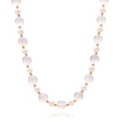 Roze chalcedoon collier met verguld slot