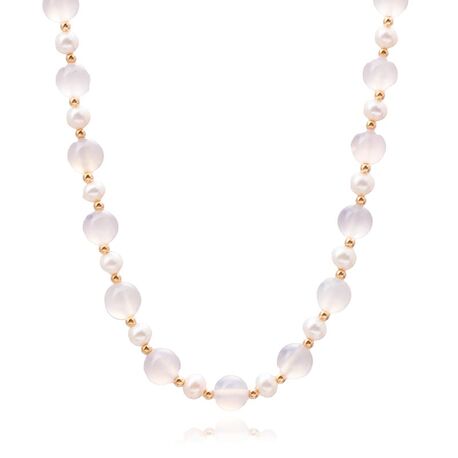 Roze chalcedoon collier met verguld slot