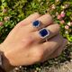 Zilveren ring grote blauwe zirkonia met witte kleintjes