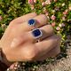 Zilveren ring grote blauwe zirkonia met witte kleintjes