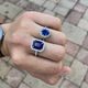 Zilveren ring grote blauwe zirkonia met witte kleintjes