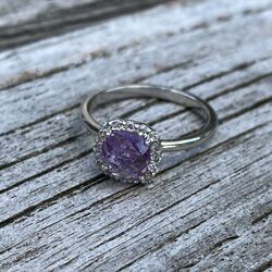 zilver ring amethist met zirconia