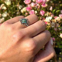 Minimalistische ring 925K zilver met 3 stenen beste vriend verjaardagscadeau voor haar smaragd ringen voor vrouwen Sieraden Ringen Ringen met meerdere stenen sierlijke ring 