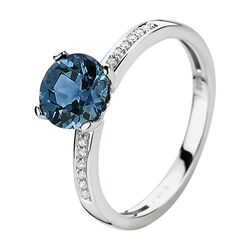 Witgouden ring diamant london blue topaas en briljant