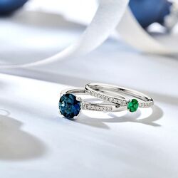 Witgouden ring diamant london blue topaas en briljant