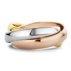 Luxe Trinity gouden ring tricolor 4 mm voor liefde vriendschap en loyaliteit