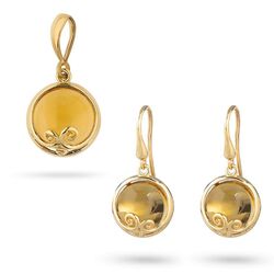 Gouden set Tiara met citrien Leoni Design