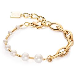 Coeur de Lion armband 1110301416 Freshwater Pearls & Chunky Chain Navette Multiwear white-gold