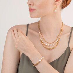 Coeur de Lion armband 1110301416 Freshwater Pearls & Chunky Chain Navette Multiwear white-gold
