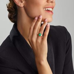 Geelgouden ring groen agaat en diamant