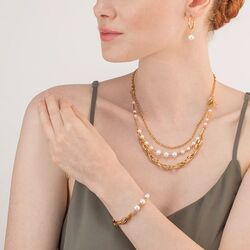 Coeur de Lion set 1110-1416 Freshwater Pearls & Chunky Chain navette multiwear white gold