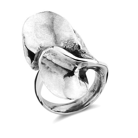 Harrie Lenferink zilveren ring gebloemde vorm LZ101115