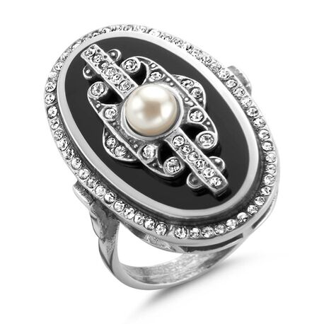 Zilveren ring onyx swarovski GL Timeless
