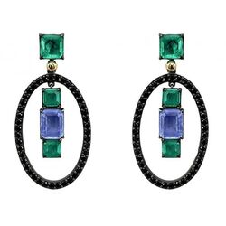Bohemme Windows oorbellen Tanzaniet Emerald