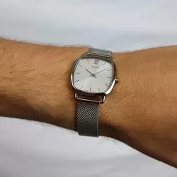 Dugena Analoog horloge lichtgrijs-turkoois gestreept patroon casual uitstraling Sieraden Horloges Analoge horloges 