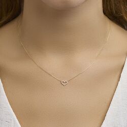 Gouden kettinkje hartje zirkonia