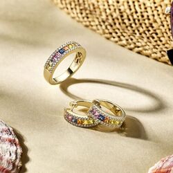 Gouden ring regenboog saffier met diamant