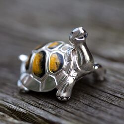Saturno zilveren schildpad met emaille klein