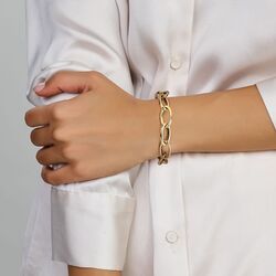 Gouden set Closed Forever paperclip collier en armband