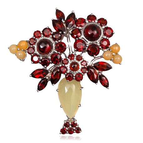 Bloemenvaas broche en hanger edelsteen