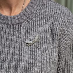 Zilveren libelle broche pareltjes en markasiet