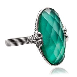 Zilveren ring bezet met groen agaat