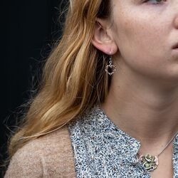 Zilver oorhangers hart bloem rosé Elements