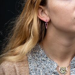 Rosé verguld zilver oorbellen roze driehoeken