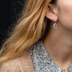 ZIlver oorhangers druppel deels roséverguld met zirkonia Elements