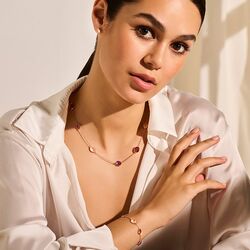 Collier roségoud met rozenkwart rhodoliet amethist