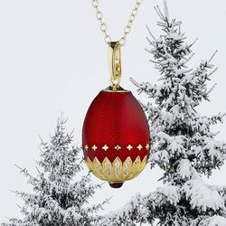 Fabergé ei hanger rood emaille met zirkonia P01482r