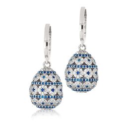 Tsars Collection zilveren oorbellen wit en blauwe cirkels