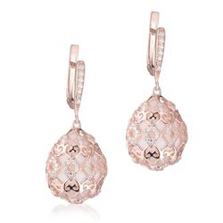Tatiana Fabergé oorhangers roséverguld met wit agaat