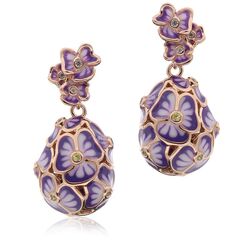 Tatiana Faberge oorbellen paarse bloemen