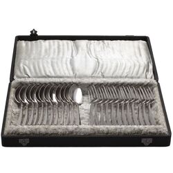 12 zilveren tafelcouverts Haags lofje 1896 in uitstekende staat