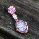 Roséverguld zilver setje hanger en oorbellen bloem camee Diluca