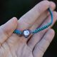Diluca blauw gevlochten armband met camee