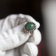Vintage gouden ring groene jade met roosdiamanten