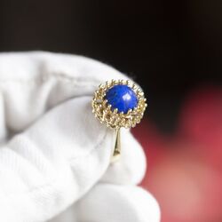 Geelgouden ring met lapis lazuli, vintage