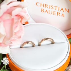 Christian Bauer ring witgoud met rosé en briljant