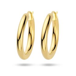 Gouden oorringen met ronde buis 4 mm breed