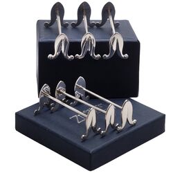 6 Zilveren messenleggers model 400 Gustav Beran in de vorm van een tulp