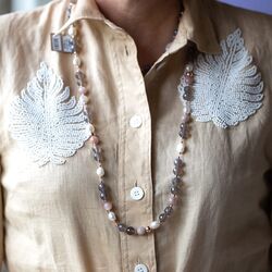 Lelune collier LGNK335 parels agaat en maansteen