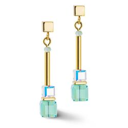 Oorbellen Cube Story Minimalistic gold-turquoise