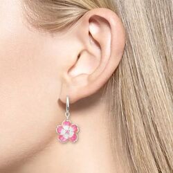 Nicole Barr oorbellen Pink Cherry Blossom Wire Sapphire