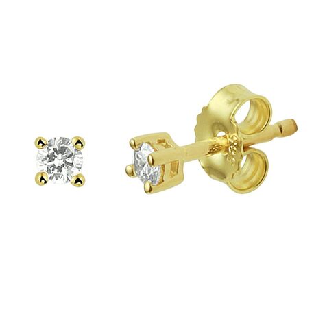 Geelgouden oorbelletjes diamant 0,10 ct